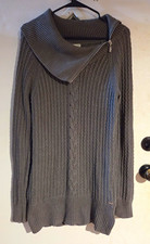 GUESS Women's Dark Gray Long Sleeve Sweater Dress Size L