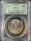 1942 Walking Liberty Half Dollar PCGS MS65 | Old Green Holder OGH | Gem BU Silve