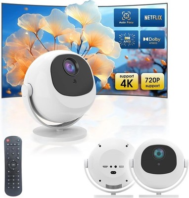 4K Mini Projector WiFi Bluetooth Portable Home Theater 200'' Display Tested