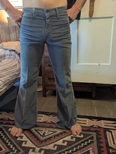 Vintage 70s Levi's Velour Bellbottom Flare Jeans Gray/Blue Men's 31 Very Good