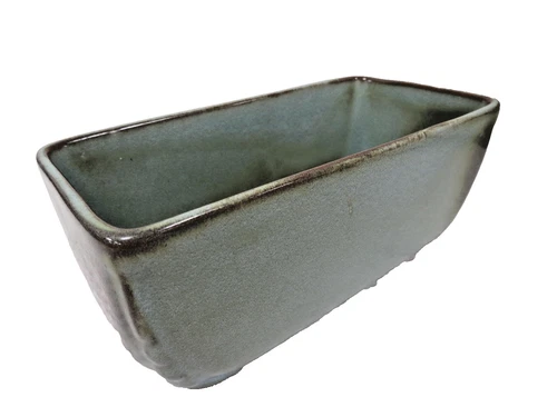 Vintage Frankoma 14 Rectangular Planter Prairie Green Glaze USA Pottery Vase