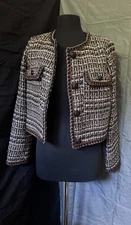 NWT CHRISTIAN LACROIX Brown & White Tweed Jacket/Blazer Sz M