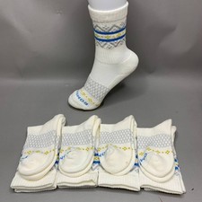 Bombas Youth Women's Crew Socks 4 Pair Pack White Fair Isle Size Y Youth New