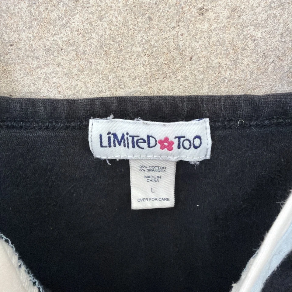 Y2K Vintage Girl's Limited Too Striped Logo V Tank Top in Black, Size L - Image 4 of 4