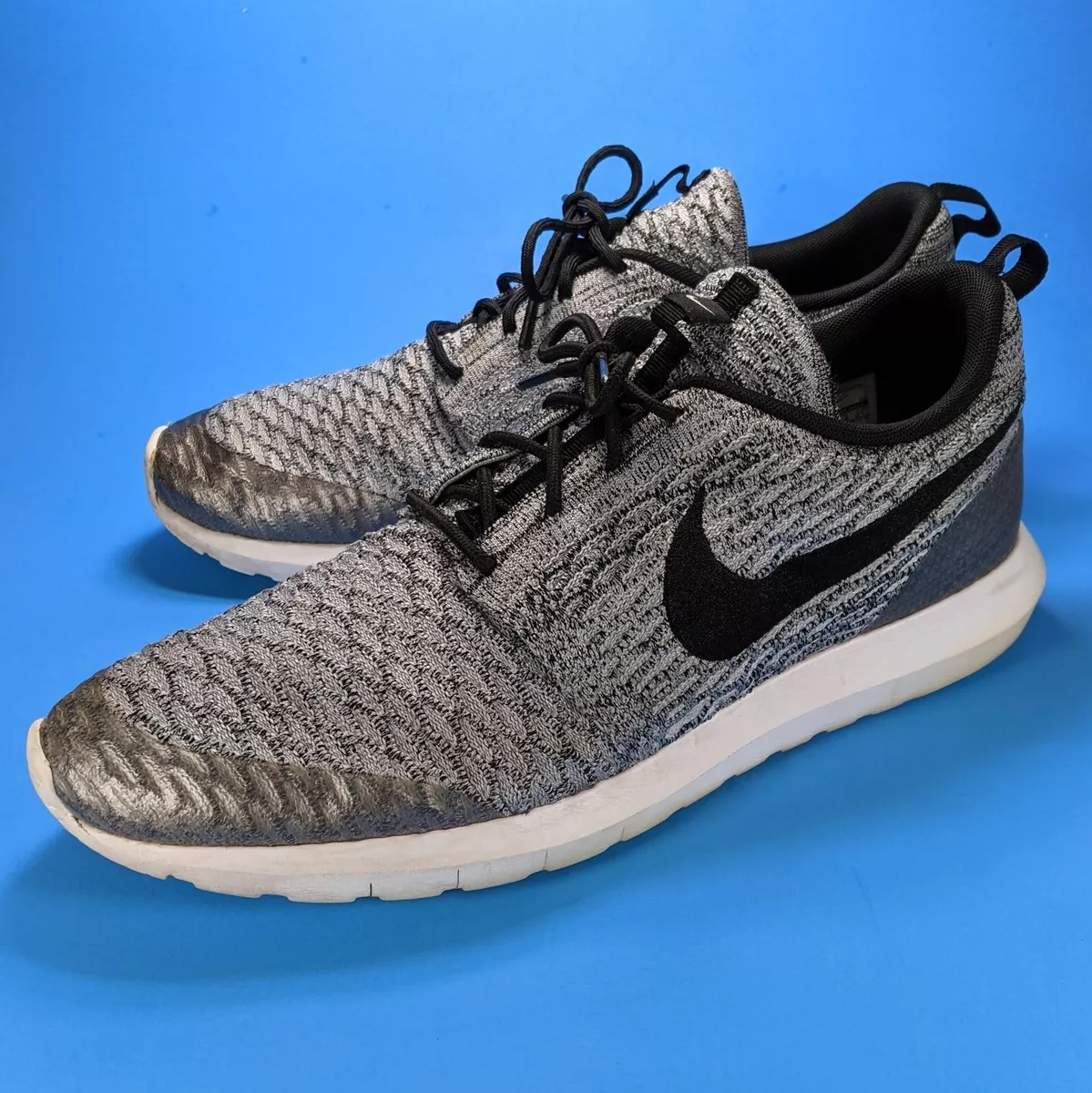 Maan oppervlakte sensatie Kleren Nike Roshe NM Flyknit SE Wolf Grey Cool Black White Heather 816531-002 Size  13 | eBay