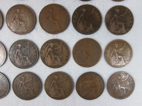 Small Job Lot of 48 x King George V pre-decimal British 1 One Penny Coins, UK 2 - Picture 5 of 10