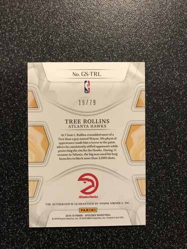 TREE ROLLINS 2018-19 OPULENCE GILDED BASKETBALL AUTOGRAPH AUTO /79 - Picture 2 of 2