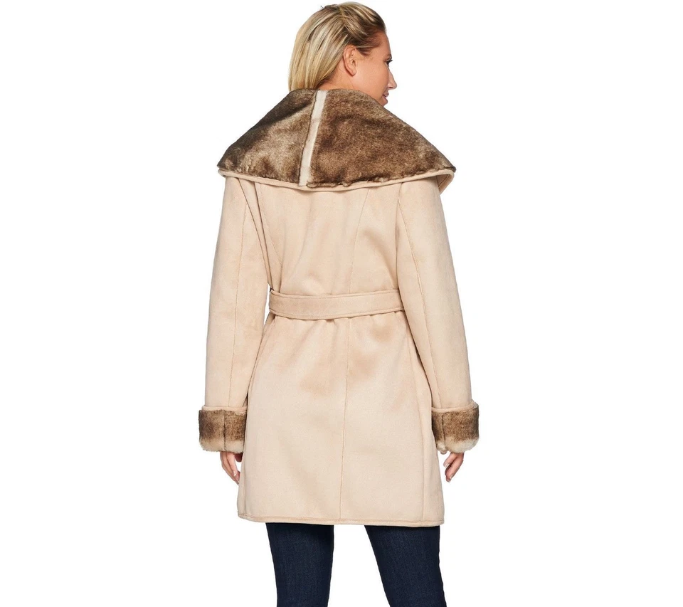 Casaco feminino G.I.L.I gola shearling falso, castanho macio, tamanho-4 - Imagem 2 de 3