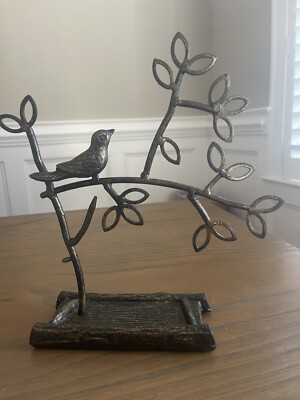 Multipurpose Cast Iron- Metal Bird on a Branch  Centerpiece 8'' Wide X 9'' Tall