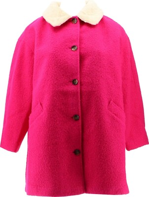 Isaac Mizrahi Boucle Coat Faux Fur Collar Hot Pink XL NWOT (303