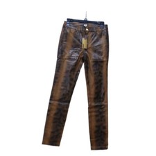 UNIQ women  s Faux-leather, Skinny Ankle Pants, Brown, Medium