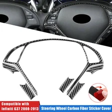 6pcs Carbon Fiber Car Steering Wheel Trim Frame Cover For Infiniti G37 2008-2013