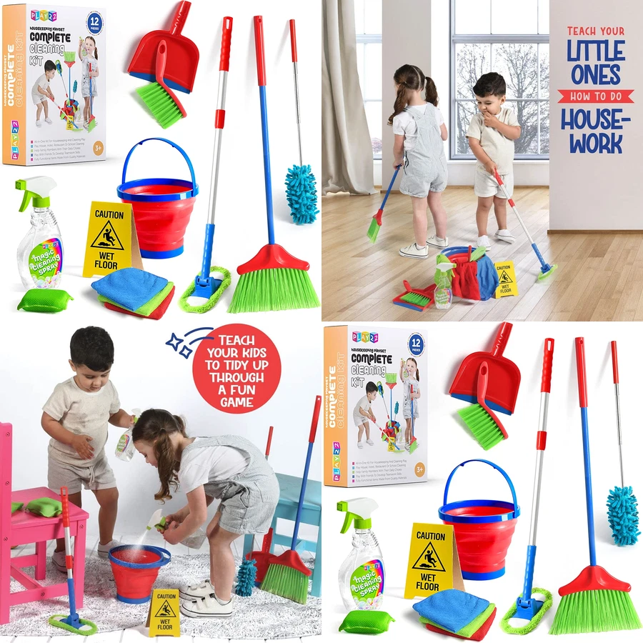 Kids Cleaning Set Household Toys, Pretend Play House Cleaning Kit, Child  Size Little Housekeeping Supplies, Play Kitchen Housework Tools, Ideal