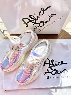 Alice + Olivia Claudine Iridescent Chunky LaceUp Designer  Alice and Olivia iredescent sneakers display picture 1