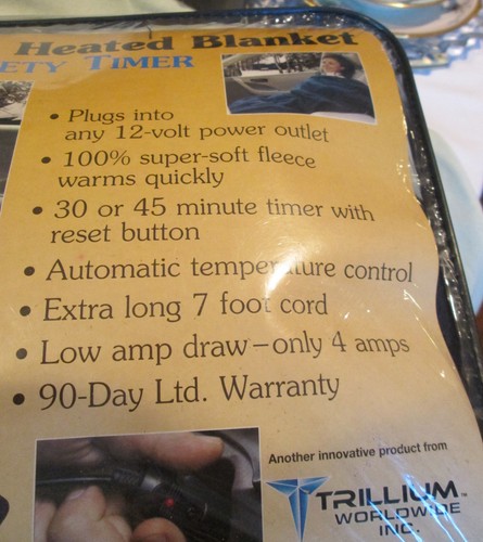 12 Volt 42" X 58" Car Cozy Heated Blanket W Safety Timer For Cars, Trucks, Boats - Picture 3 of 3