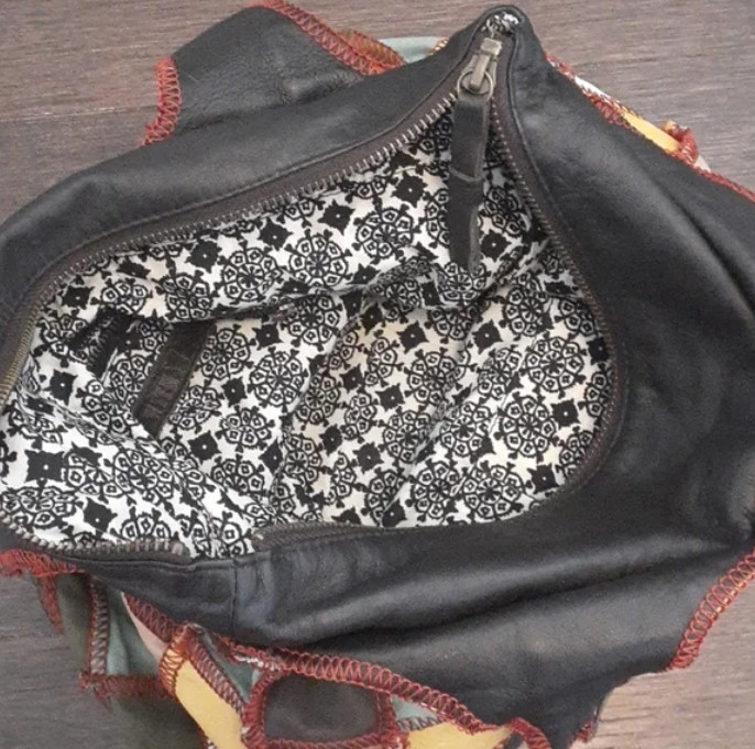 Vintage WITH multi-colour leather patchwork unstr… - image 9