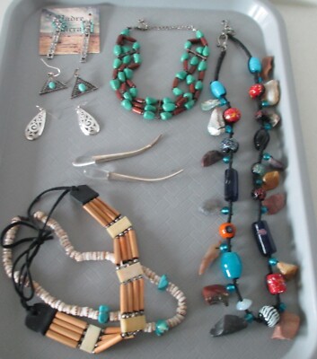 Use/Scrap 8pc Vintage SW Southwestern Native American Alpaca Jewelry Lot (SE18