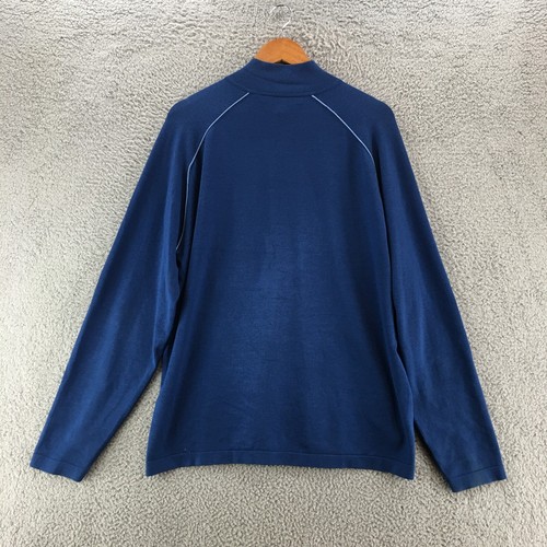 Tommy Bahama Quater Zip Mock Sweatshirt Top Mens L Blue Silk Blend Long Sleeve - Picture 7 of 16