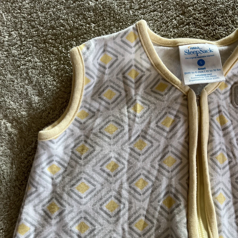 Halo Boys Girls Unisex Gray Yellow White Diamonds SMALL 0-6 Months - Image 3 of 4