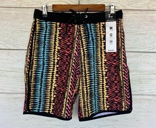 Hurley Stretch Board Shorts Mens Size 28 Multi Color Zig Zag 18" Shorts New