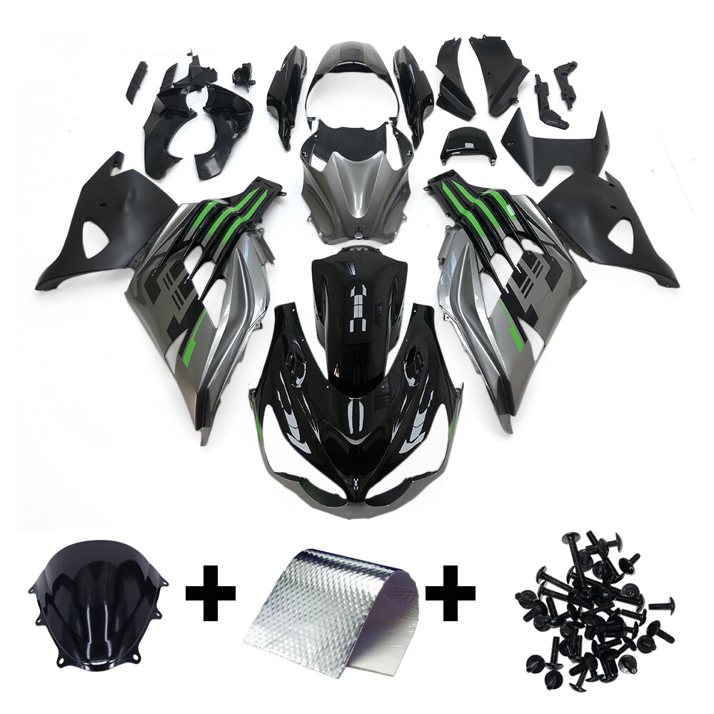 Gray Black Fairing Kit for 2012-2021 Kawasaki Ninja ZX14R ABS Injection Bodywork