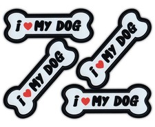 Mini Dog Bone Magnets Set of 4 - I Love My Dog/Dog Lover - Car, Refrigerator