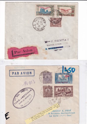 TUNIS EARLY FLIGHT COVERS SOME WITH DETAILS ON PAGES 1929 COVER PILOT SIGNED - Picture 7 of 9