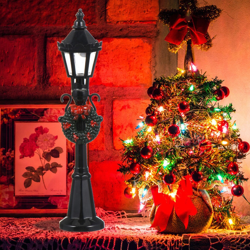 5 Pcs Christmas Village Street Lights Mini Model Outdoor Scene Decor