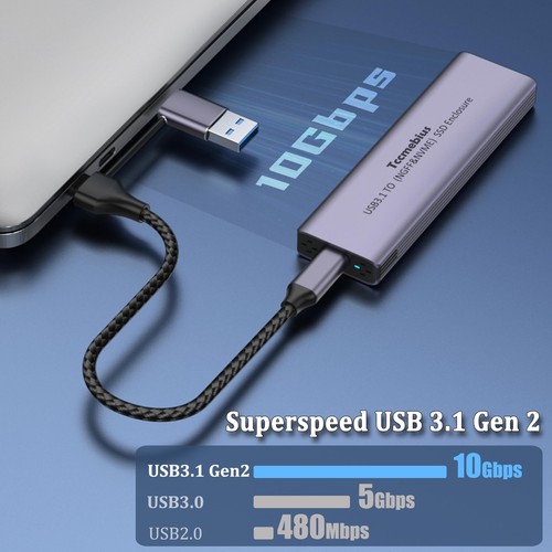 M.2 NVMe NGFF SSD Boîtier Aluminium USB 3.1 Gen2 10Gbps Externe SSD Cas de NV... - Afbeelding 2 van 8