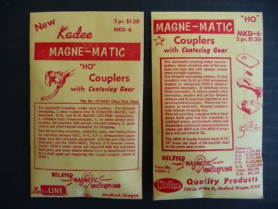 2 Packages Kadee MKD-6 Couplers 2 pair  Per Pack