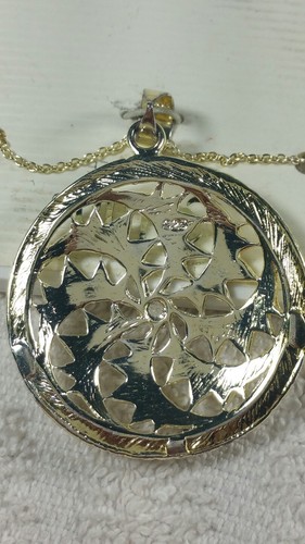 1.57" CELLINI ITALY DESIGNER 14kGOLD STERLING SILVER PENDANT NECKLACE 18" - Picture 2 of 6