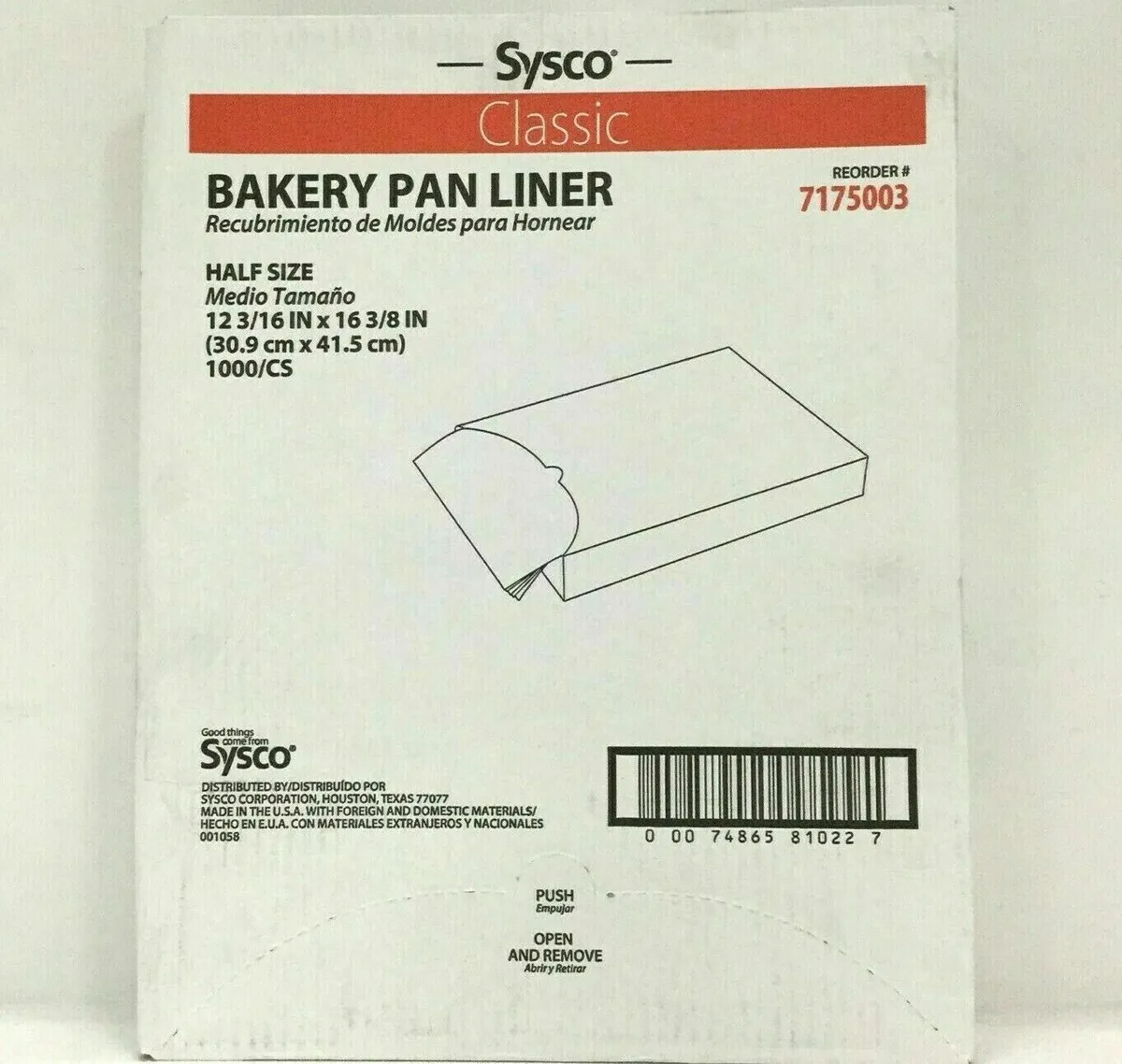 Sysco Classic Baking Pan Liners 12x16 Half Size Liners Parchment Paper  1000-Pack