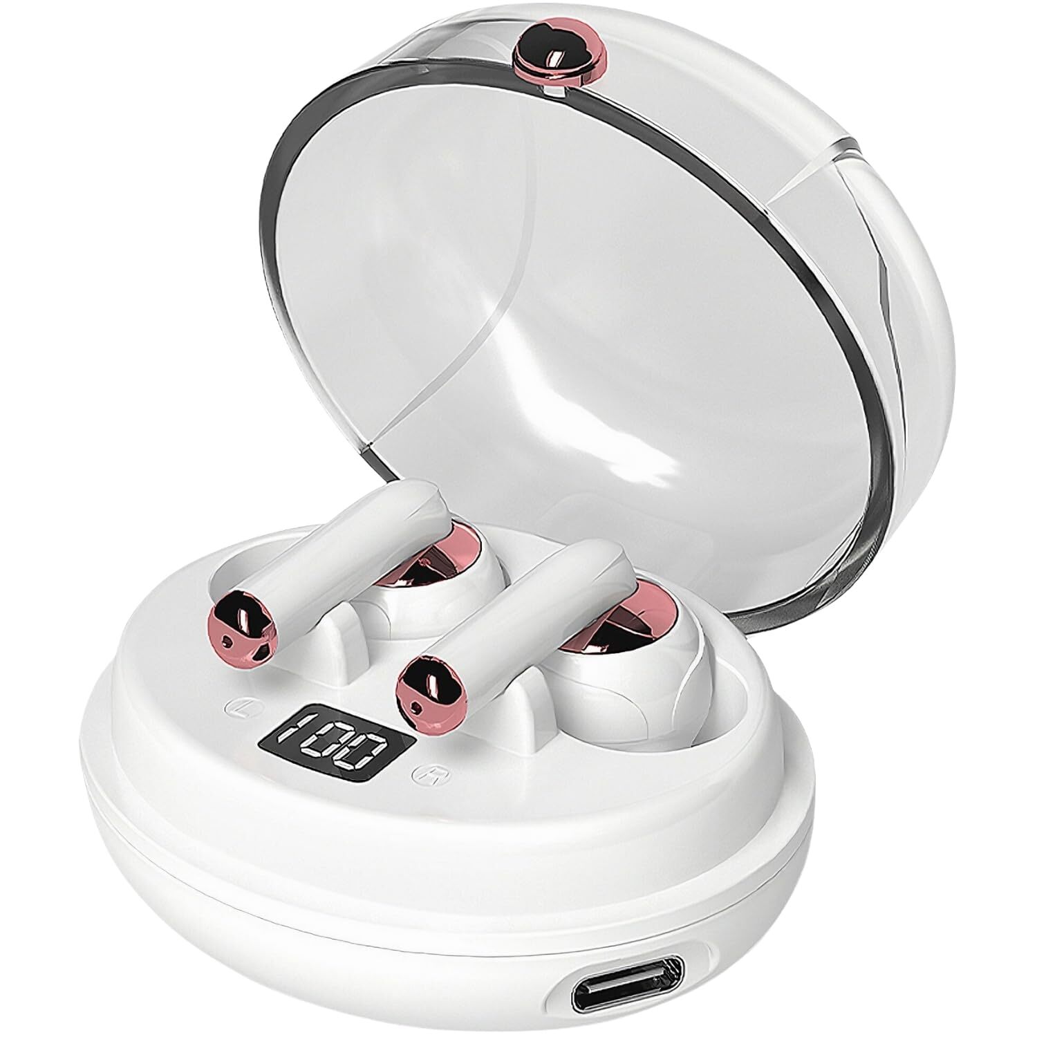 GabbaGoods TrueBuds Chrome Wireless Earbuds with Bluetooth 5.3 20Hr Playtime LED Display