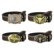 Relief Pattern Shape Buckle Waist Belt All-Match Waist Belt for Male Jeans Pants