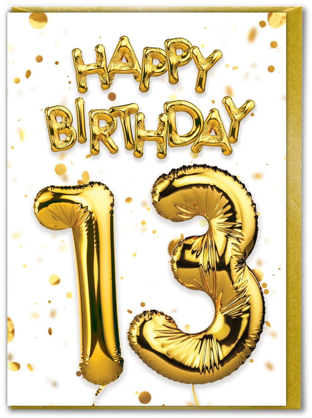 Brainbox Candy 13th Birthday Age Card Gold Foil Helium Thirteenth Balloon