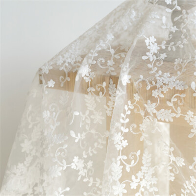 Dentelle Maille Brodée 3D Floral - 1 Mètre Pour Robe De Mariage, Costume, DIY - Multicolore