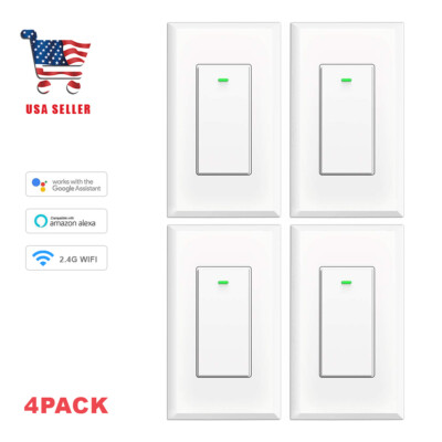 Smart Light Switch, Compatible with Google Assistant Timer Schedule, KULED 4PACK