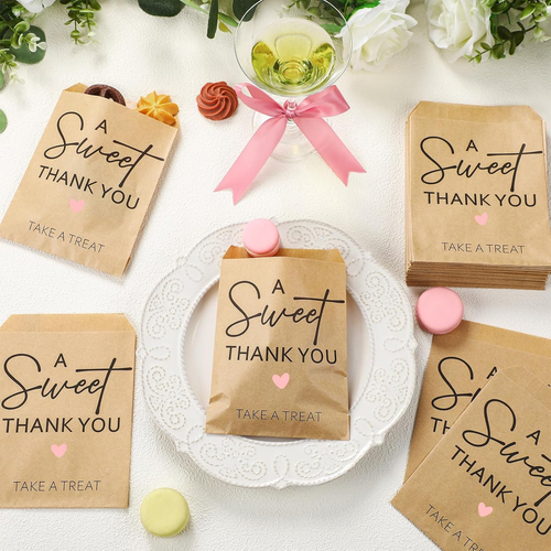 ✨100 Pcs Wedding Party Favor Candy Buffet Bags 5 X 7 Inch White Paper Treat Wedd - Picture 3 of 6