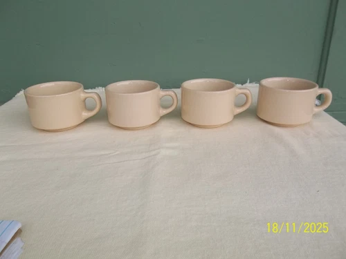 SET OF 4 CARIBE CHINA PUERTO RICO RESTAURANT WARE TAN 6oz COFFEE CUPS - 3 AVAIL