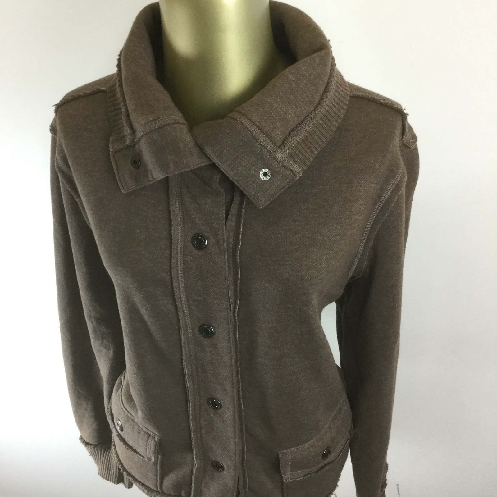 RELATIVITY Snap Down Turtle Neck Brown Sweatshirt… - image 1