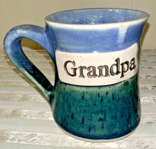 Mug Art Pottery Grandpa Cup Novelty Blue Green Tumbleweed Pottery Blue Green