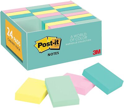 Mini Notes, 1.5x2 in, 24 Pads, America's #1 Favorite Sticky Notes, Marseille Col