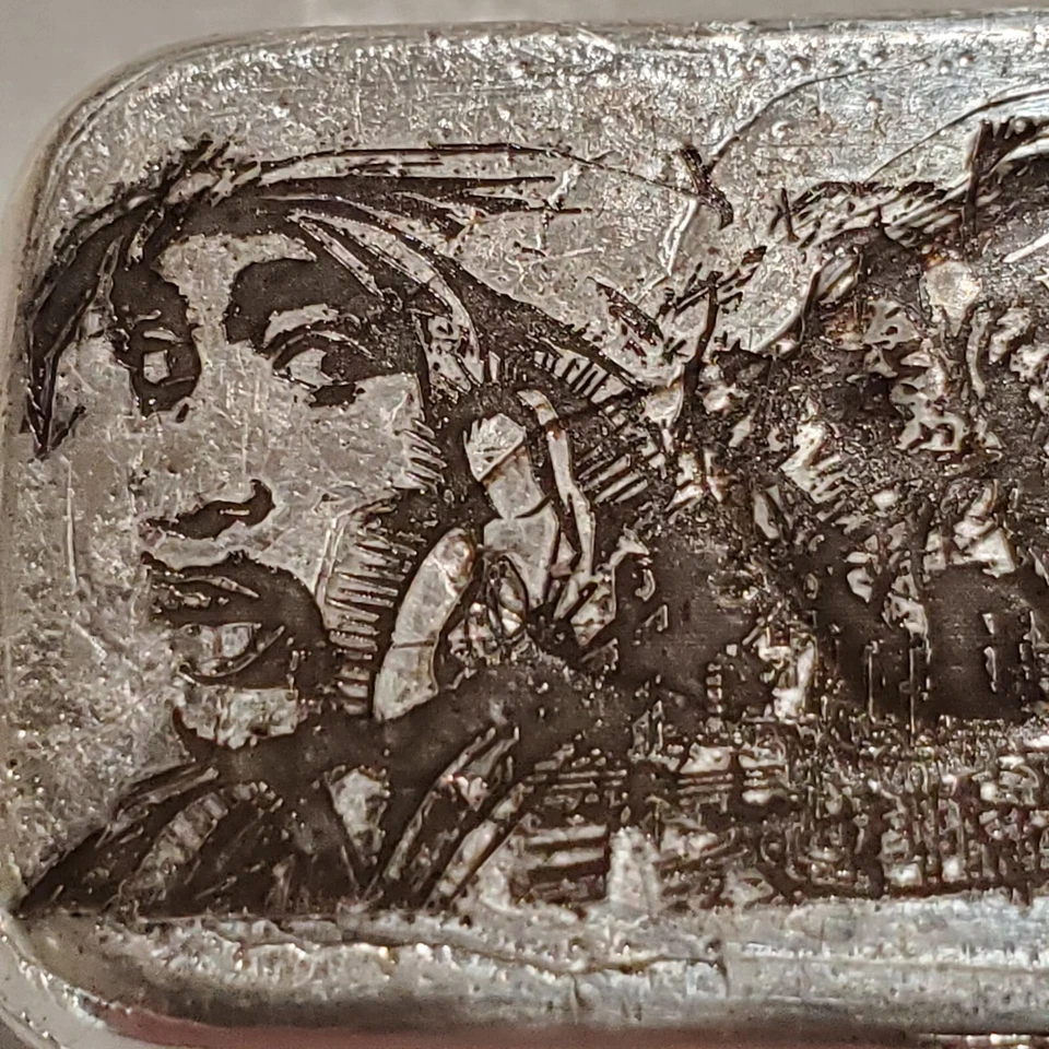 Tupac and Biggie Smalls 5 Troy Ounce .999 Silver hand poured Laser art bar 2Pac - Image 2 of 4