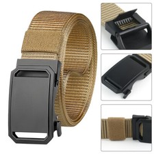 Nylon Ratchet Belt for Men with Automatic Buckle Adjustable Men Carry Belt Brown