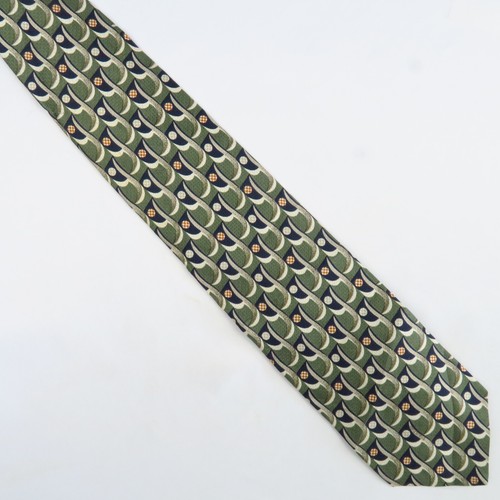 Structure Mens Neck Tie Abstract Green Blue Pattern 100% Silk USA Made 57x3.75 - Picture 3 of 7