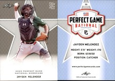 JAYDEN MELENDEZ 2020 LEAF PERFECT GAME NATIONAL SHOWCASE ROOKIE CARD #55