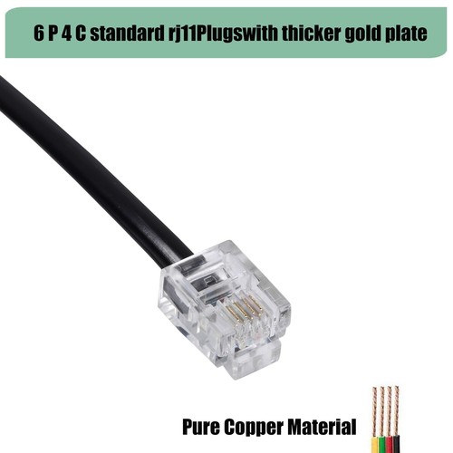 3-pak Kabel RJ11 Przewód telefoniczny do stacjonarnego 10ft Przewód telefoniczny Linia telefoniczna Przewód ... - Zdjęcie 2 z 7