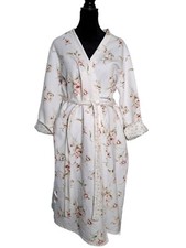 Womens Vintage Carole Hockman Robe Size Small Two Pockets White w/Pastel Florals