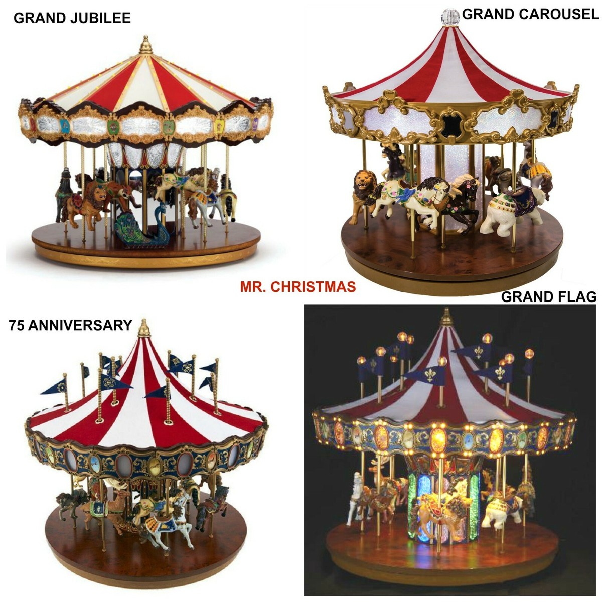 Mr. Christmas Marquee Deluxe,Flag,Grand, 75 ANNIVERSARY Carousel