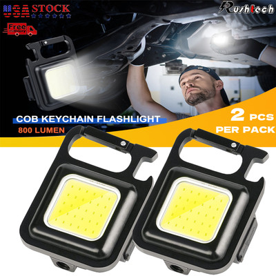 800 Lumens Mini COB Flashlights Bright Rechargeable Keychain Small Pocket Light